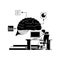 augmented brain artificial intelligence thinking interactive with engineer programming from desk automation black illustration