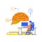 augmented brain artificial intelligence thinking interactive with engineer programming from desk automation duo tone illustration