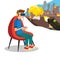 Augmented Reality Game Vector. Young Boy With Headset Playing Virtual Reality Simulation Game. Isolated Flat Cartoon