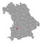 Augsburg city red highlighted in map of Bavaria Germany