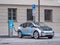 Augsburg, Germany - May 7, 2019: BMW I3 is charging electricty at a charging station in the city