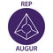 Augur Coin cryptocurrency blockchain icon. Virtual electronic, internet money or cryptocoin symbol, logo