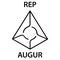 Augur Coin cryptocurrency blockchain icon. Virtual electronic, internet money or cryptocoin symbol, logo