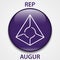 Augur Coin cryptocurrency blockchain icon. Virtual electronic, internet money or cryptocoin symbol, logo