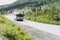 AUGUST 1 2018 - Denali Alaska: Mandatory tour bus drives down the Denali National Park road