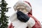 AUGUST 10 2018 - NORTH POLE, ALASKA: Giant Santa Claus statue outside of the famous Santa Claus House is a popular roadside