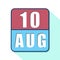 august 10th. Day 10 of month,Simple calendar icon on white background. Planning. Time management. Set of calendar icons for web