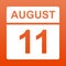 August 11. White calendar on a  colored background. Day on the calendar. Eleventh of august. Illustration.