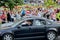 August 14 2020 Minsk Belarus Many people stand by the roadside to protest against violence