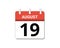 August, 19th calendar icon vector, concept of schedule, business and tasks