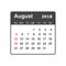 August 2018 calendar. Calendar planner design template. Week sta