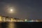 August 2018 full moon over Thessaloniki, Greece waterfront.