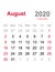 August 2020 calendar - monthly calendar template - 2020 monthly calendar