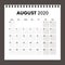 August 2020 calendar with wire band