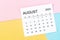 The August 2023 Monthly calendar on colorful background