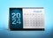 August 2024 Calendar Isolated on blue background with space for copy