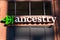August 21, 2019 San Francisco / CA / USA - Close up of Ancestry sign at their HQ in SOMA district; Ancestry.com LLC operates a