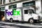 August 21, 2019 San Francisco / CA / USA - FedEx Ground van making deliveries in downtown San Francisco