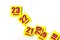 August 23rd. Day 23 of month, Calendar date. Many yellow sheet of the calendar. Summer month, day of the year concept