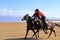 August 24 2023 - Song kol Lake, Kyrgyzstan: Performance of kyz kuuma (girl chasing), equestrian traditional sport