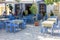 August 24th 2017 - Lipsi island, Greece - A small tavern in the central square of Lipsi island, Dodecanese, Greece