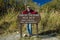AUGUST 29, 2016 - Sign reads \'End of the Road Mile 92.5\' - Denali National Park, Kantishna, Alaska