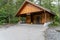 AUGUST 6 2018 - SEWARD, ALASKA: Restroom building for tourists to use the bathroom, at Kenai Fjords National Park, Exit Glacier