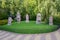 August 8, 2020: moai stone head statues in the Park. Russia. Nizhny Novgorod