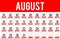 August days on calendar cubes