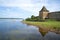 August landscape with river Neva and the historic fortress. The Oreshek Fortress, Shlisselburg, Russia