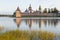 August morning on the Siversky lake at the ancient Kirillo-Belozersky monastery. Vologda region