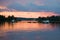 August sunset on lake Saimaa. Savonlinna, Finland