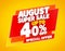 AUGUST SUPER SALE UP TO 40 % SPECIAL OFFER illustration 3D rendering