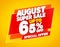 AUGUST SUPER SALE UP TO 65 % SPECIAL OFFER illustration 3D rendering