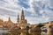 Augustus Bridge Augustusbrucke and Cathedral of the Holy Trinity Hofkirche over the River Elbe in Dresden, Germany, Saxony