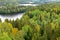 Aulanko forest park, Hameenlinna, Finland. Picturesque view from Aulangonvuori Hill. Golden autumn