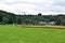 Aull, Germany - 08 02 2021: Lahn valley with camping and grain fields