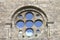 Aulps Abbey rose window in Saint-Jean-d`Aulps, Haute-Savoie, French Alps