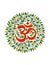 Aum in the halo of the leaves. Mandala. Spiritual Symbol