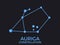 Auriga constellation. Stars in the night sky. Cluster of stars and galaxies. Constellation of blue on a black background. Vector