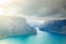 Aurland fjord from Stegastein view point, Norway