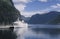 The Aurlandsfjord seen from the town of Flam, Norway. Aurlandsfjord is an inlet of the Sognefjord, the worldâ€™s longest fjord