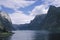 The Aurlandsfjord seen from the town of Flam, Norway. Aurlandsfjord is an inlet of the Sognefjord, the worldâ€™s longest fjord