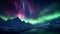 An aurora bore is seen in the sky above a mountain range