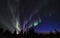 Aurora Borealis above Tundra and dark sky