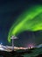 Aurora borealis Green on Teriberka in Murmansk region