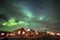 Aurora borealis in Hamnoy village, Lofoten islands, Norway