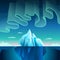Aurora Borealis and Iceberg Vector Illustration