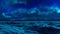Aurora Borealis in night sky over ocean surface 4K