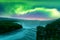 Aurora borealis Northern lights over Kirkjufellsfoss waterfall